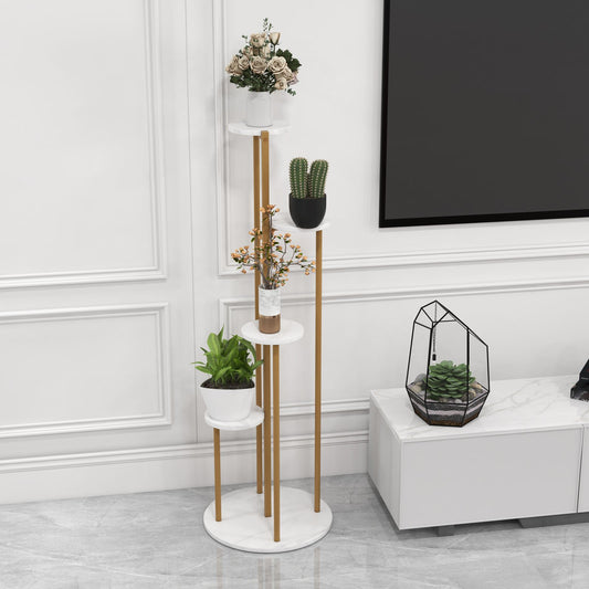 4-Tier 48.5 Inch Metal Plant Stand, White - Gallery Canada