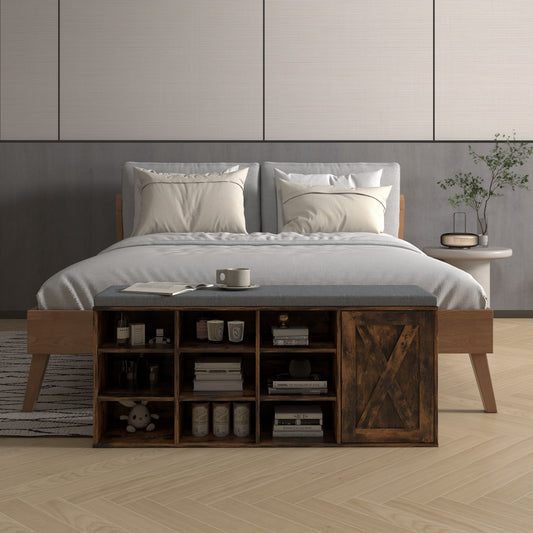 9-Cube Adjustable Storage Shoe Bench, Padded Cushion, Rustic Brown Shoe Racks & Storage Benches Rustic Brown at Gallery Canada