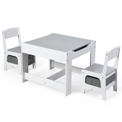Kids Table Chairs Set With Storage Boxes Blackboard Whiteboard Drawing, White Kids Table & Chair Sets White at Gallery Canada