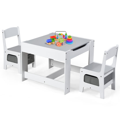 Kids Table Chairs Set With Storage Boxes Blackboard Whiteboard Drawing, White Kids Table & Chair Sets at Gallery Canada