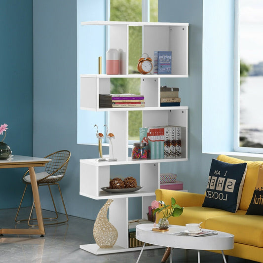 5 Cubes Ladder Shelf Corner Bookshelf Display Rack Bookcase, White - Gallery Canada