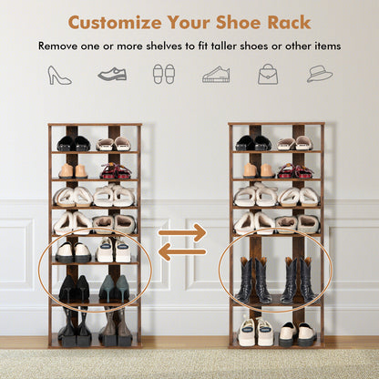 7 Tiers Vertical Shoe Rack for Front Door, Rustic Brown Shoe Racks & Storage Benches at Gallery Canada