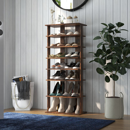7 Tiers Vertical Shoe Rack for Front Door, Rustic Brown Shoe Racks & Storage Benches at Gallery Canada