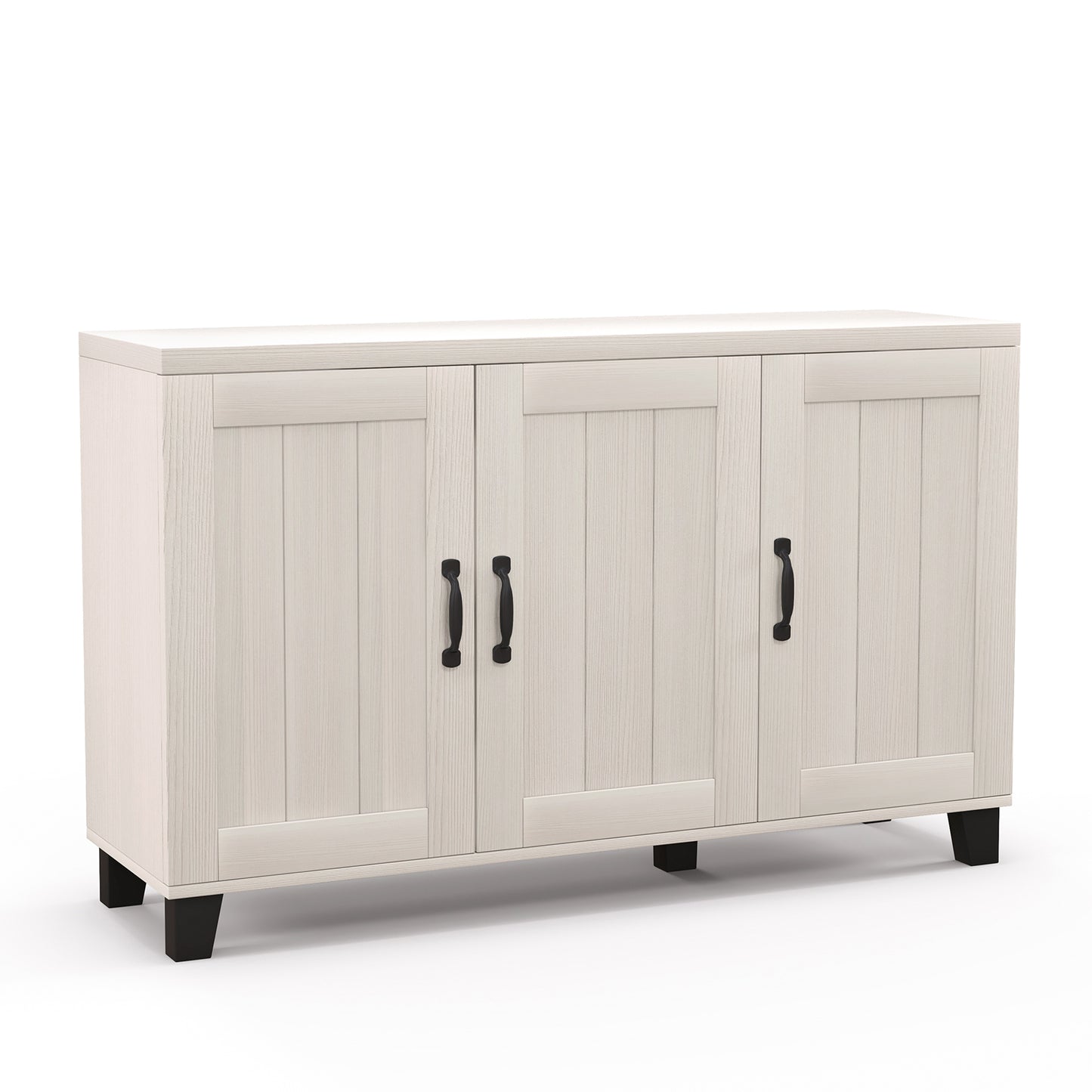 3-Door Buffet Sideboard, Adjustable Shelves, Anti-Tipping Kits, White Wash, White Sideboards Cabinets & Buffets at Gallery Canada