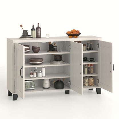 3-Door Buffet Sideboard, Adjustable Shelves, Anti-Tipping Kits, White Wash, White Sideboards Cabinets & Buffets at Gallery Canada