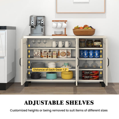 3-Door Buffet Sideboard, Adjustable Shelves, Anti-Tipping Kits, White Wash, White Sideboards Cabinets & Buffets at Gallery Canada