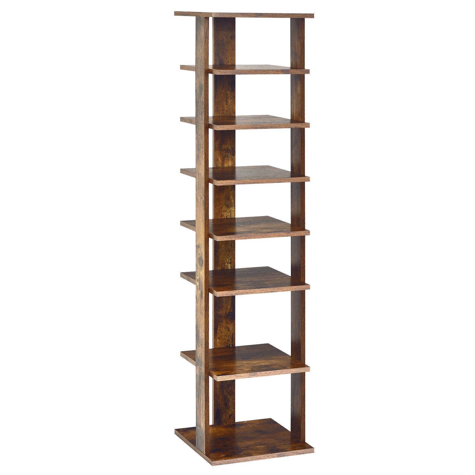 Wooden Shoe Storage Stand, 7 Tier Shoe Rack Organizer, Rustic Brown Shoe Racks & Storage Benches at Gallery Canada