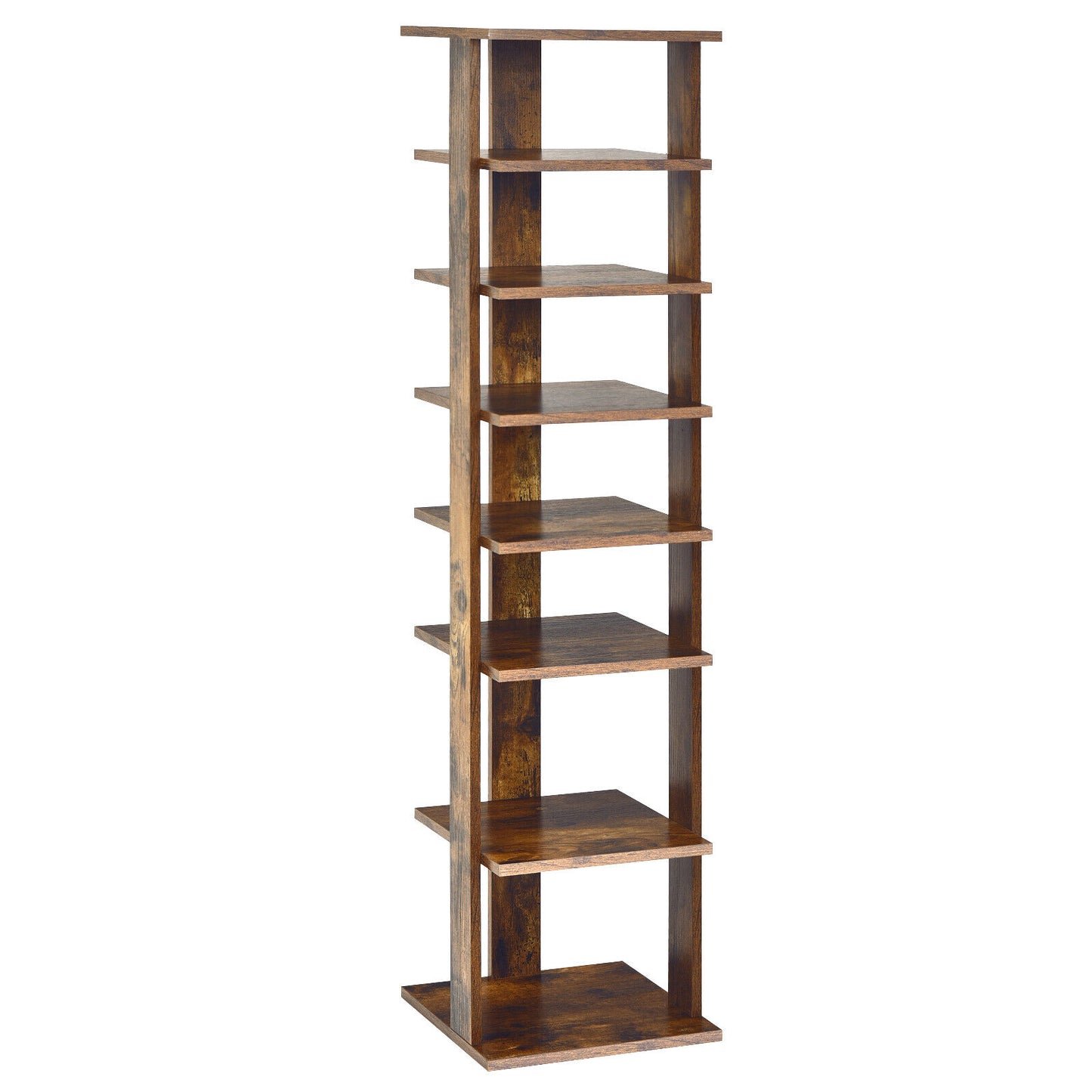Wooden Shoe Storage Stand, 7 Tier Shoe Rack Organizer, Rustic Brown Shoe Racks & Storage Benches at Gallery Canada