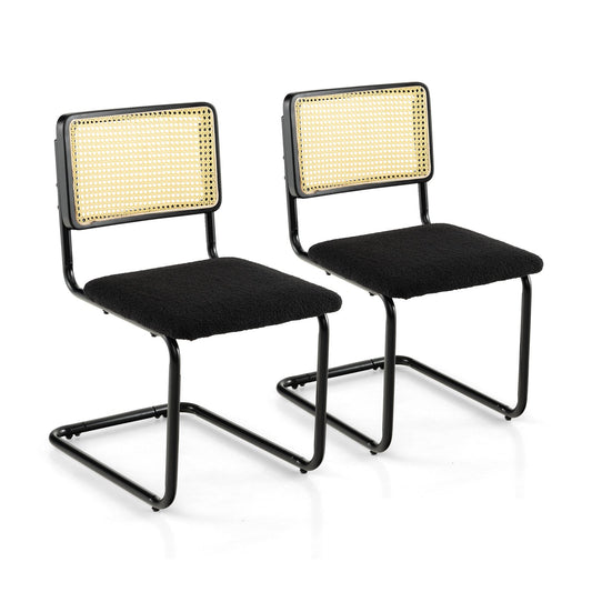 2 Pieces Mid-Century Modern Dining Chair with Cantilever Design, Black - Gallery Canada