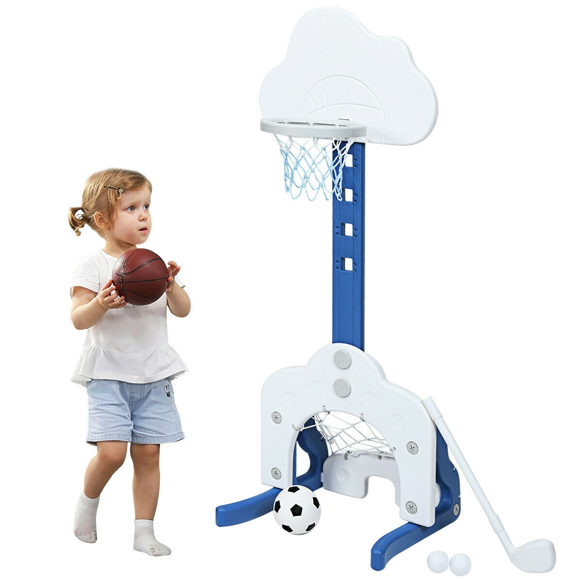 3-in-1 Kids Basketball Hoop Set with Balls, White Toy Sports at Gallery Canada