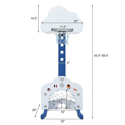 3-in-1 Kids Basketball Hoop Set with Balls, White Toy Sports at Gallery Canada