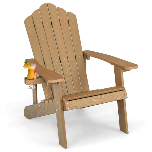 Weather Resistant HIPS Outdoor Adirondack Chair With Cup Holder, Coffee Adirondack Chairs Coffee at Gallery Canada