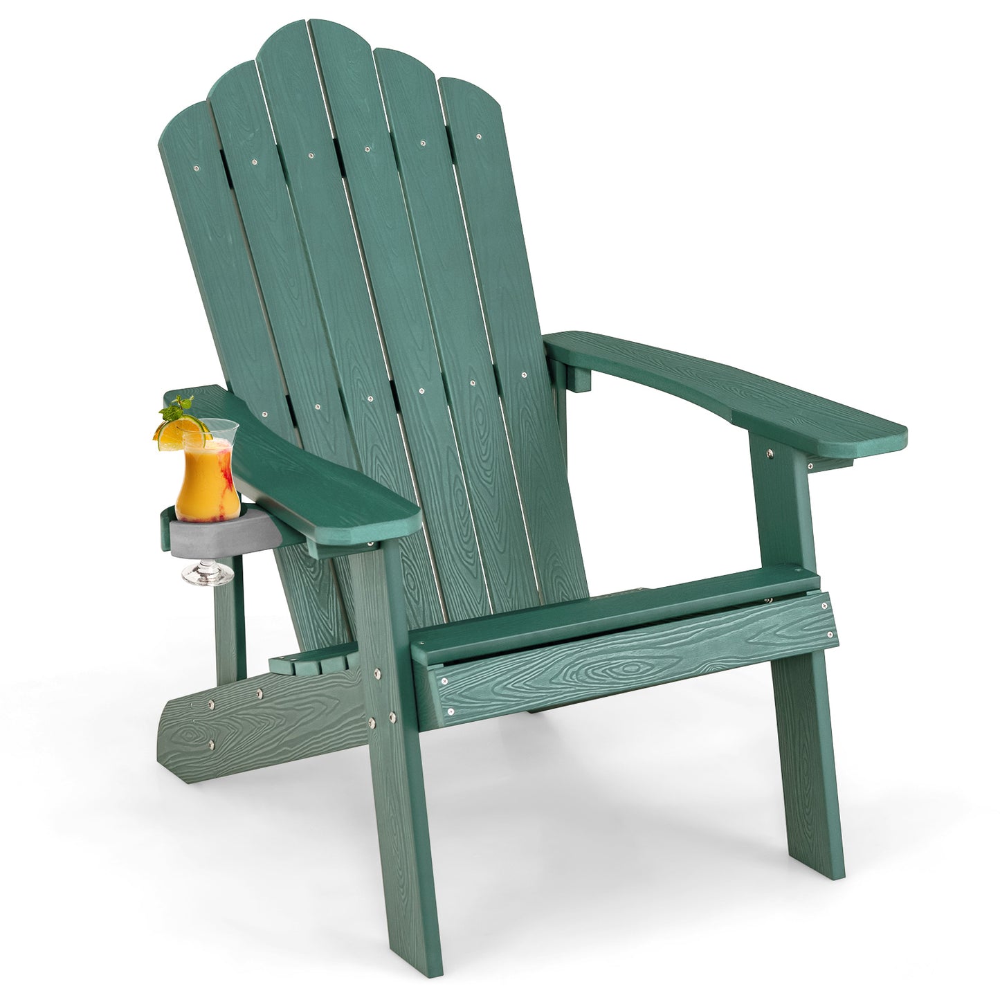 Weather Resistant HIPS Outdoor Adirondack Chair with Cup Holder, Green Adirondack Chairs at Gallery Canada