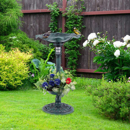 Standing Pedestal Birdbath and Feeder Combo with Lotus Leaf Bowl, Green Chicken Coops at Gallery Canada