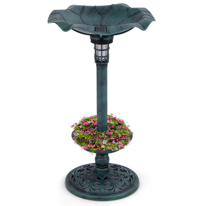Standing Pedestal Birdbath and Feeder Combo with Lotus Leaf Bowl, Green Chicken Coops at Gallery Canada
