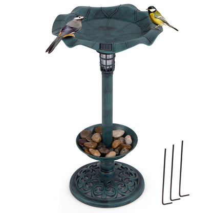 Standing Pedestal Birdbath and Feeder Combo with Lotus Leaf Bowl, Green Chicken Coops at Gallery Canada