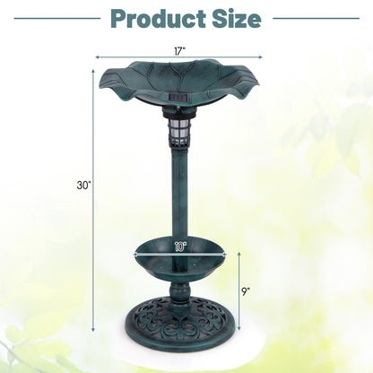 Standing Pedestal Birdbath and Feeder Combo with Lotus Leaf Bowl, Green Chicken Coops at Gallery Canada
