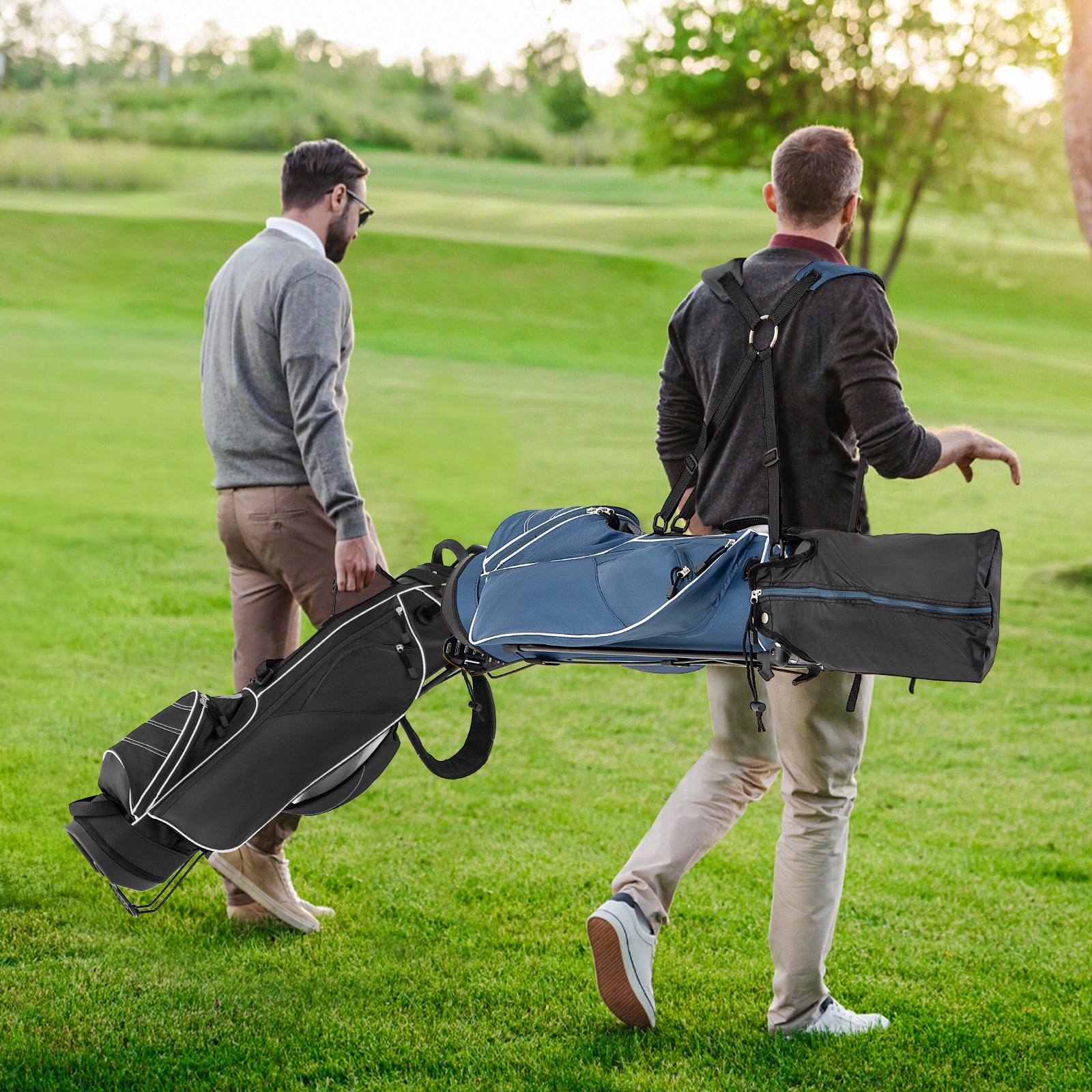 Golf Stand Cart Bag with 4 Way Divider Carry Organizer Pockets, Blue Golf at Gallery Canada