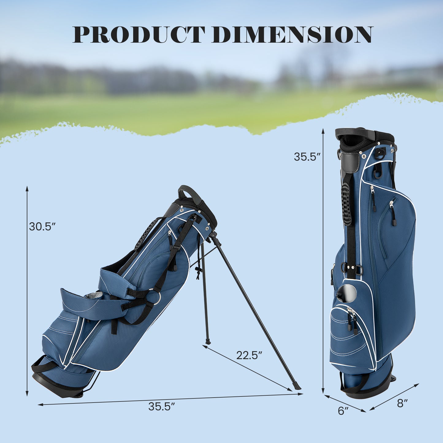 Golf Stand Cart Bag with 4 Way Divider Carry Organizer Pockets, Blue Golf at Gallery Canada