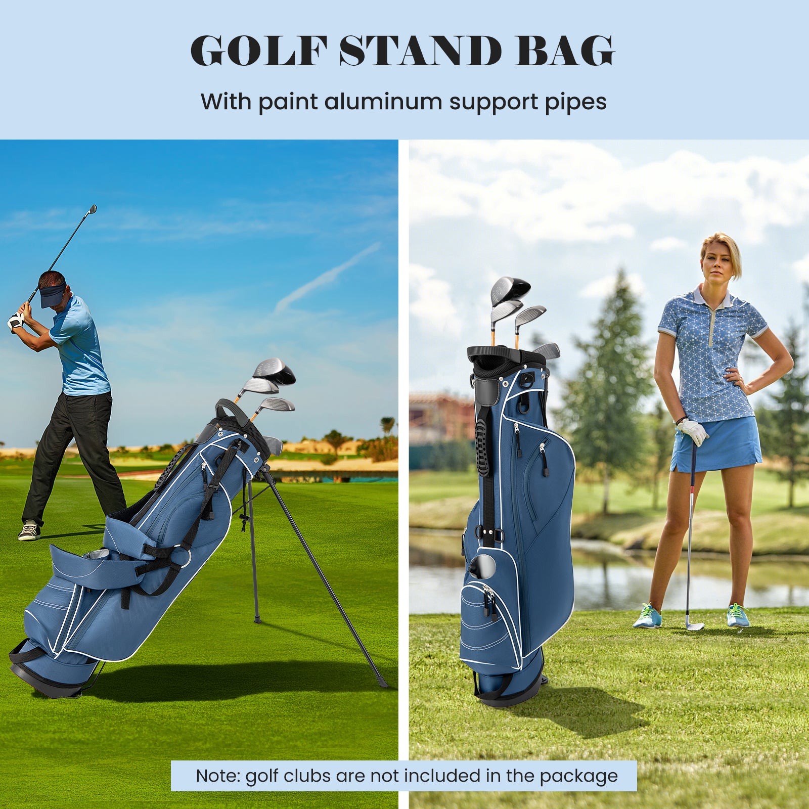 Golf Stand Cart Bag with 4 Way Divider Carry Organizer Pockets, Blue Golf at Gallery Canada