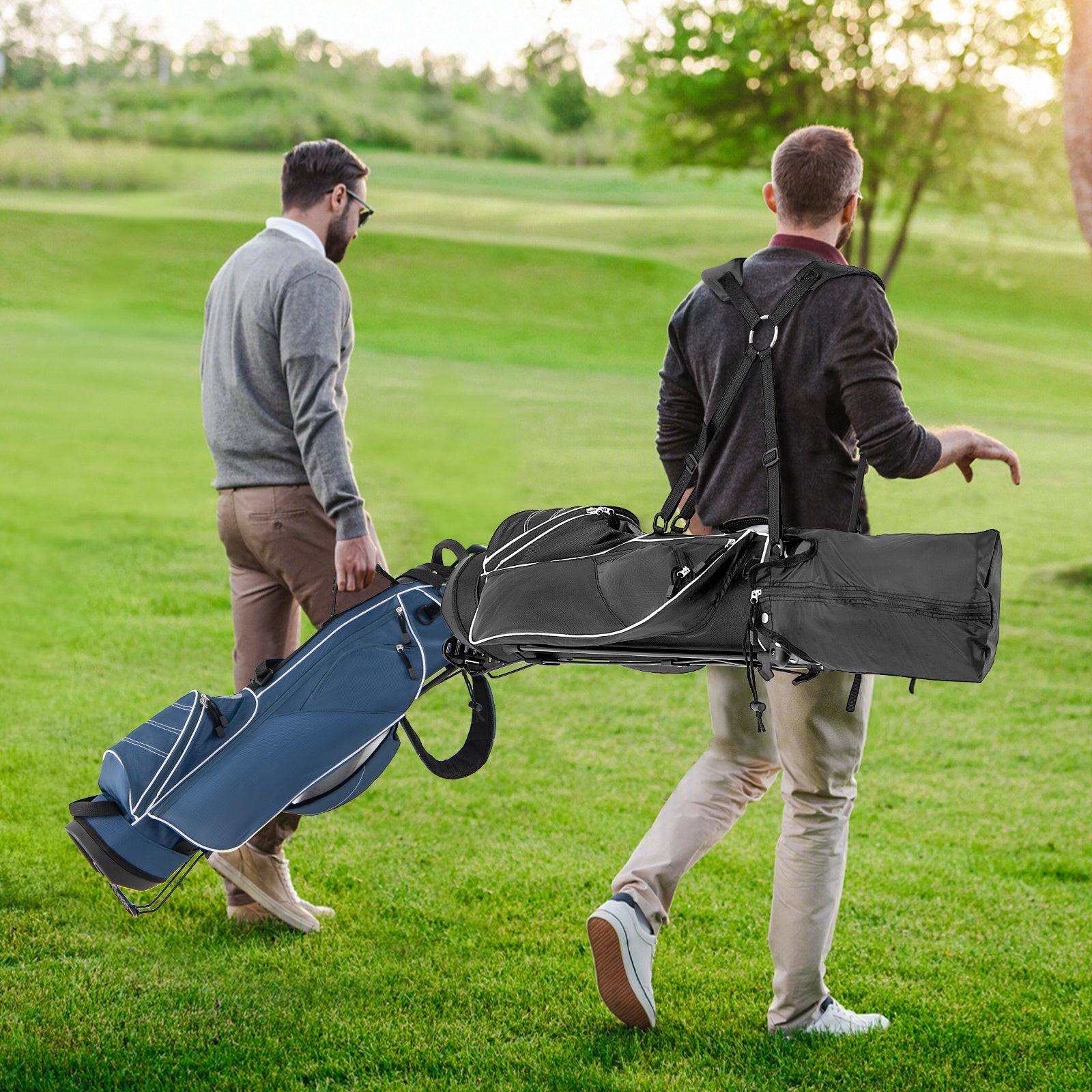 Golf Stand Cart Bag with 4 Way Divider Carry Organizer Pockets, Black Golf at Gallery Canada