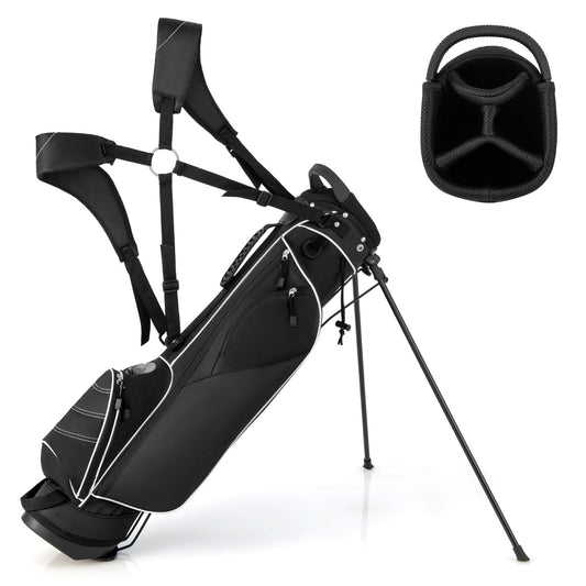 Golf Stand Cart Bag, 4 Way Divider, Carry Organizer Pockets, Black Golf Black at Gallery Canada