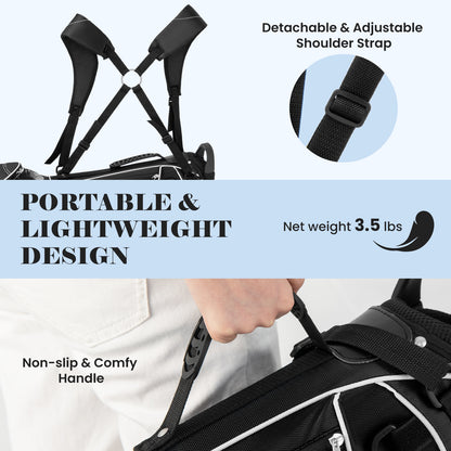 Golf Stand Cart Bag with 4 Way Divider Carry Organizer Pockets, Black Golf at Gallery Canada