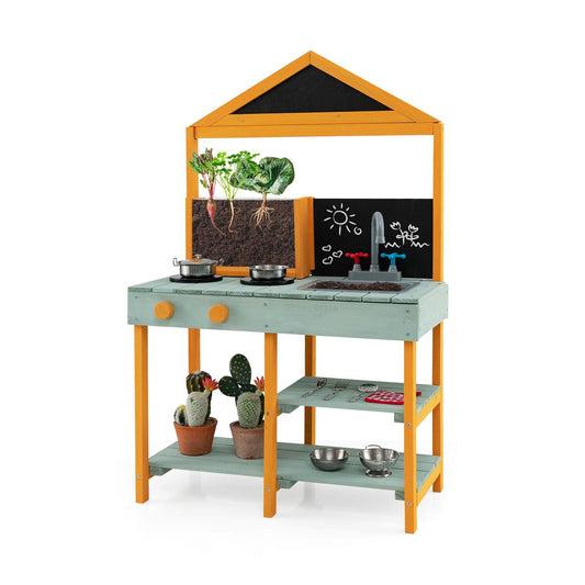 Kids Kitchen Playset with Root Viewer Planter and Rotatable Faucet