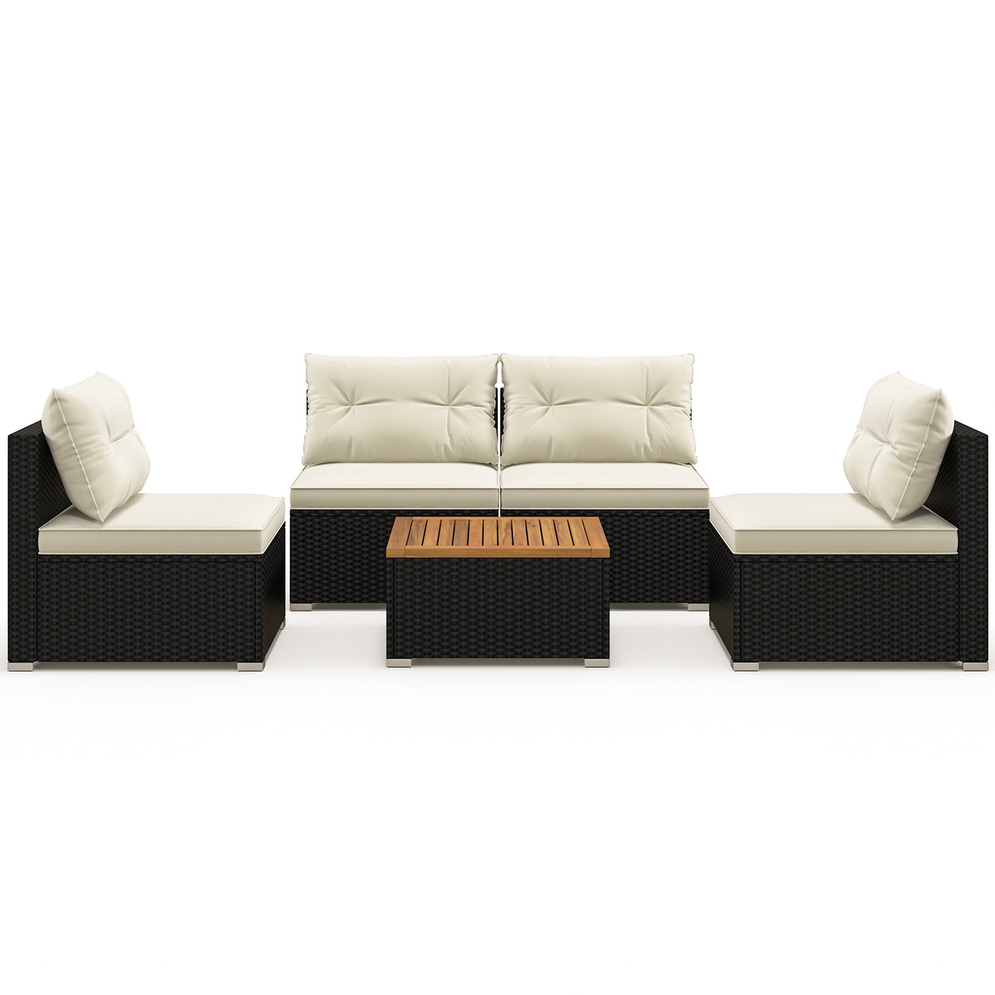 5 Piece Outdoor Furniture Set, Solid Tabletop, Soft Cushions, Off White Patio Conversation Sets at Gallery Canada