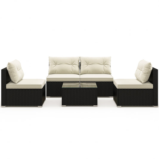 5 Pieces Outdoor Patio Furniture Set with Cushions and Coffee Table, Off White Patio Conversation Sets Off White at Gallery Canada
