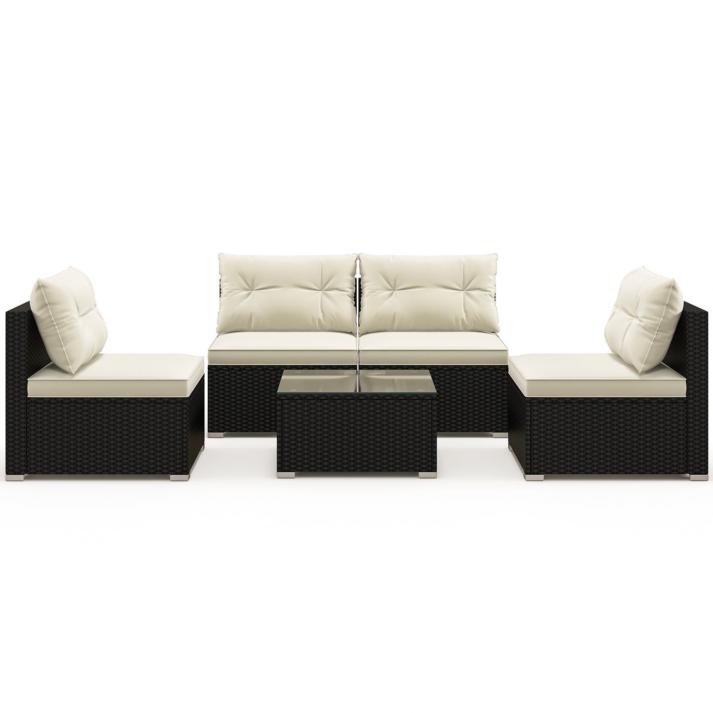5 Pieces Outdoor Patio Furniture Set with Cushions and Coffee Table, Off White Patio Conversation Sets at Gallery Canada