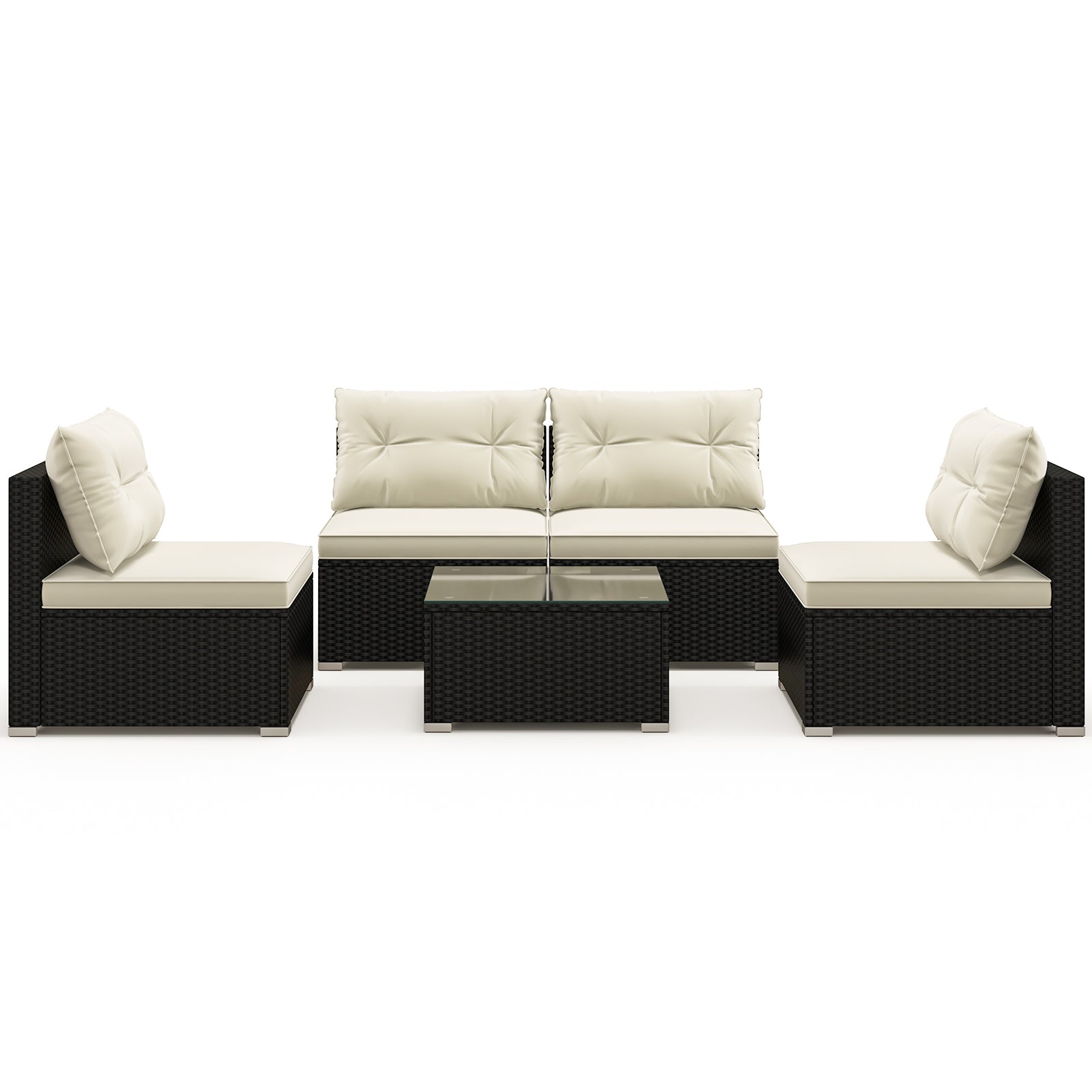 5 Pieces Outdoor Patio Furniture Set with Cushions and Coffee Table, Off White Patio Conversation Sets at Gallery Canada