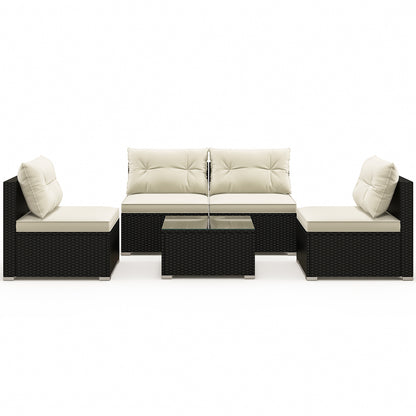 5 Pieces Outdoor Patio Furniture Set with Cushions and Coffee Table, Off White Patio Conversation Sets at Gallery Canada