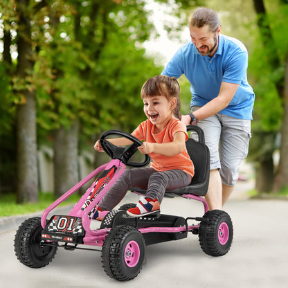 4 Wheel Pedal Powered Ride On Car with Adjustable Seat, Pink Powered Ride On Toys at Gallery Canada