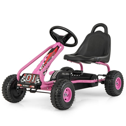4 Wheel Pedal Powered Ride On Car with Adjustable Seat, Pink Powered Ride On Toys Pink at Gallery Canada