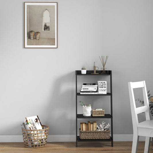 4-Tier Ladder Shelf with Solid Frame and Anti-toppling Device, Black - Gallery Canada