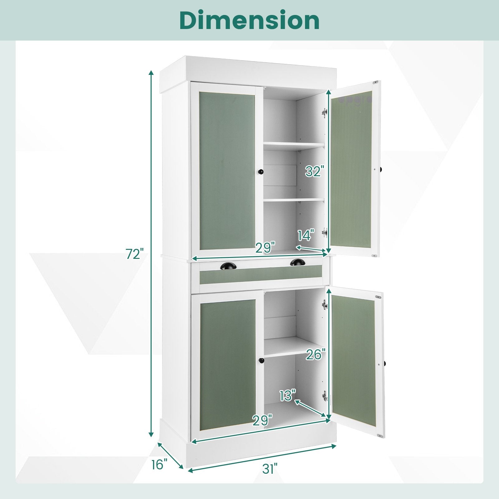 Kitchen Pantry Cabinet with 2-Door Sideboards and Adjustable Shelves, White - Gallery Canada