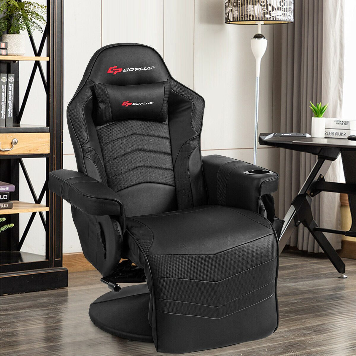 Ergonomic High Back Massage Gaming Chair, Black Gaming Chairs at Gallery Canada