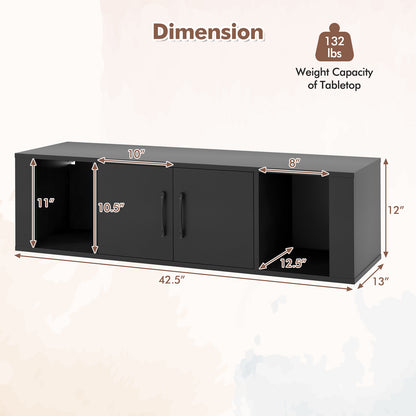 Wall Mounted Floating 2 Door Desk Hutch Storage Shelves, Black Living Room at Gallery Canada