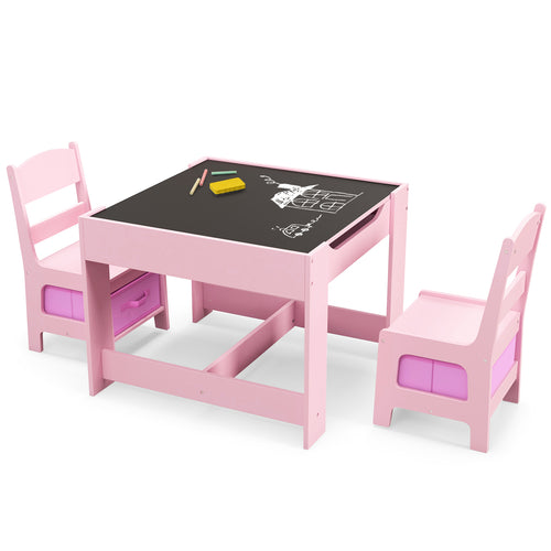 Kids Table Chairs Set With Storage Boxes, Pink