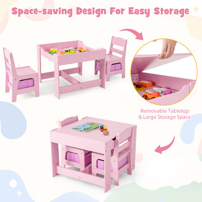 Kids Table Chairs Set With Storage Boxes Blackboard Whiteboard Drawing, Pink Kids Table & Chair Sets at Gallery Canada