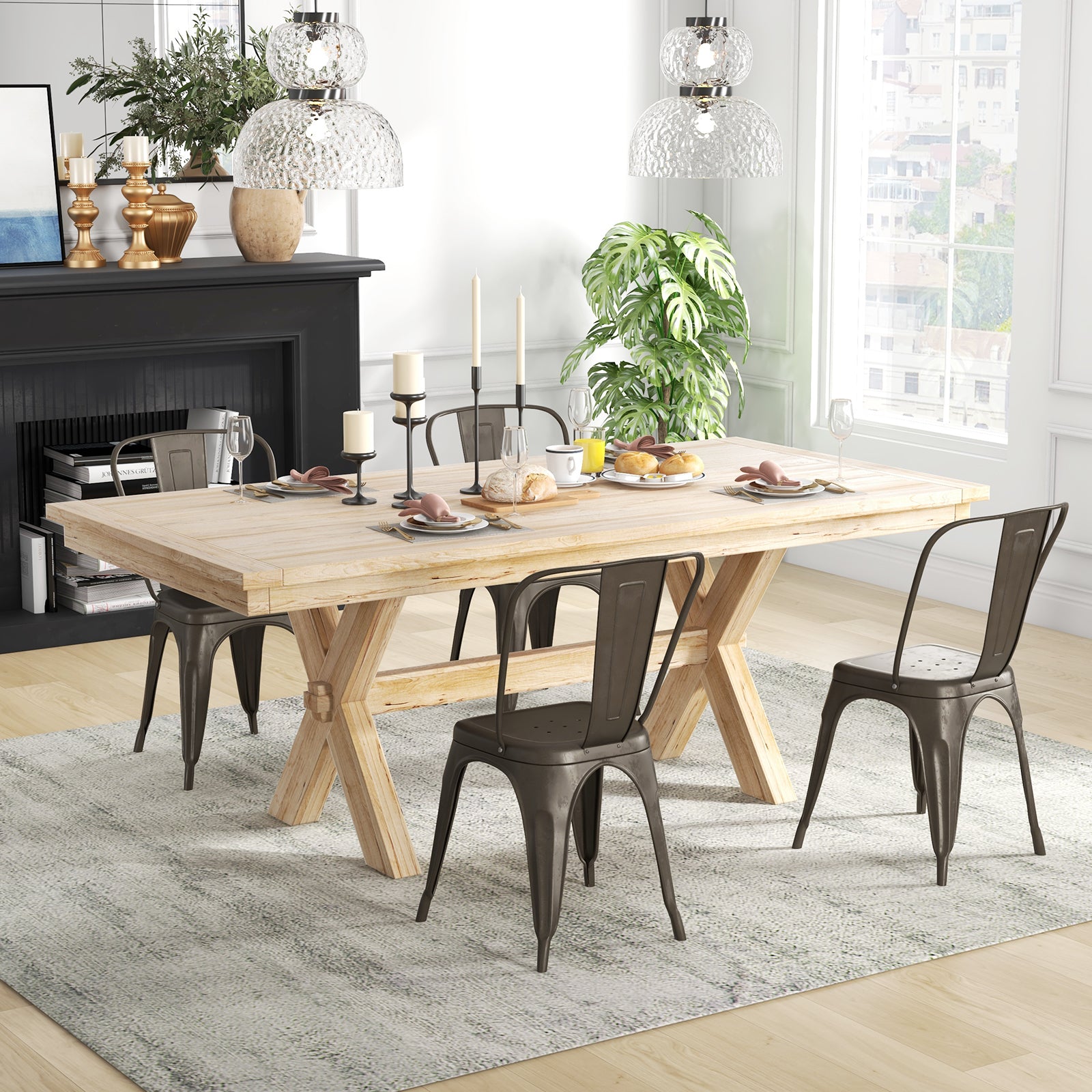 4 Pcs Modern Bar Stools with Removable Back and Rubber Feet, Dark Brown Dining Chairs at Gallery Canada