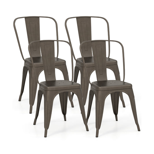 4 Pcs Modern Bar Stools with Removable Back and Rubber Feet, Dark Brown Dining Chairs Dark Brown at Gallery Canada