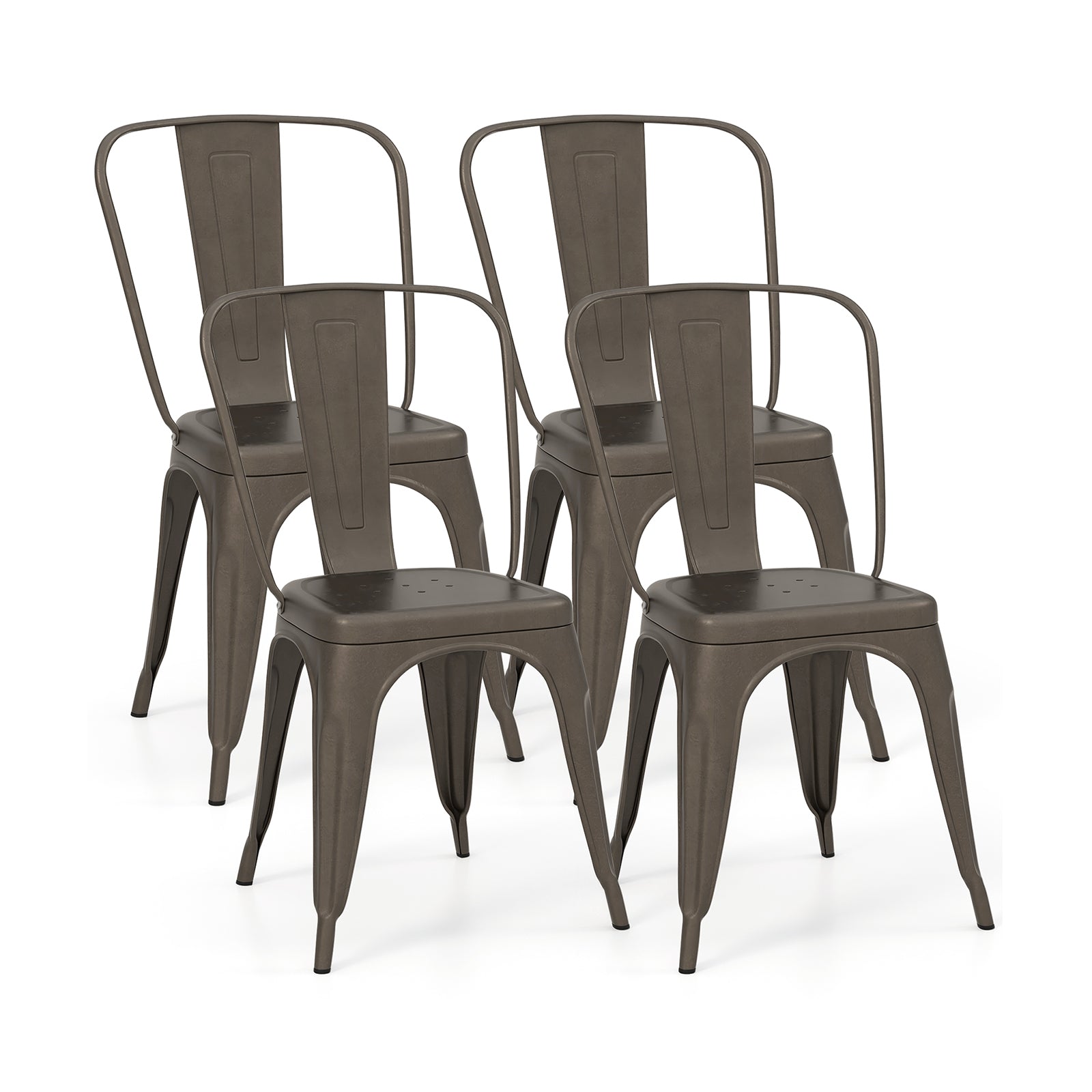 4 Pcs Modern Bar Stools with Removable Back and Rubber Feet, Dark Brown Dining Chairs at Gallery Canada