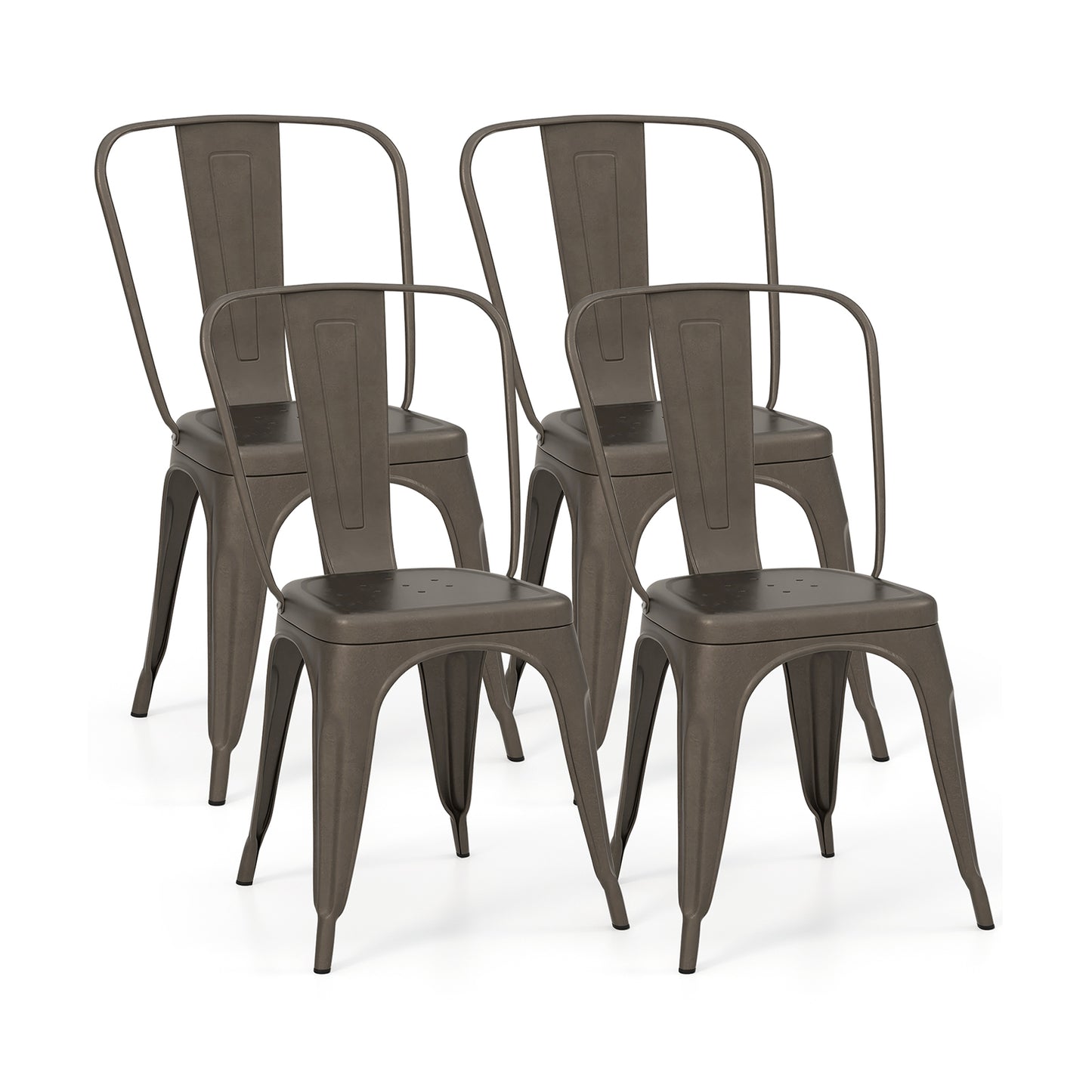 4 Pcs Modern Bar Stools with Removable Back and Rubber Feet, Dark Brown Dining Chairs at Gallery Canada