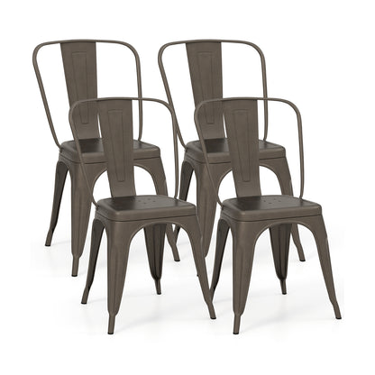 4 Pcs Modern Bar Stools with Removable Back and Rubber Feet, Dark Brown Dining Chairs at Gallery Canada