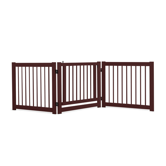 24 Inch Configurable Folding 3 Panel Wood Dog Fence, Brown Pet Gate Brown at Gallery Canada