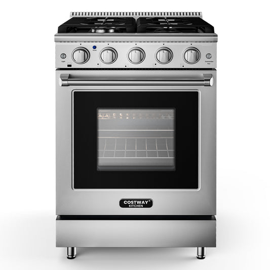 24 Inches Freestanding Natural Gas Range with 4 Burners Cooktop Food Warmers & Burners Stainless Steel at Gallery Canada