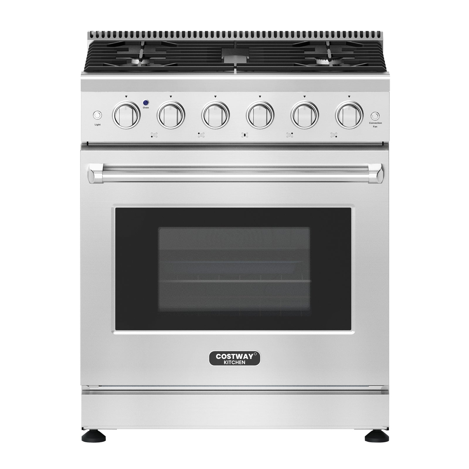 30 Inches Natural Gas Range, 5 Burner Cooktop, Silver Toaster Ovens Silver at Gallery Canada