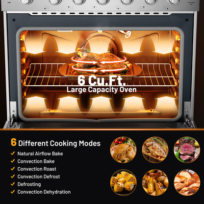 36 Inches Freestanding Natural Gas Range with 6 Burners Cooktop Food Warmers & Burners at Gallery Canada
